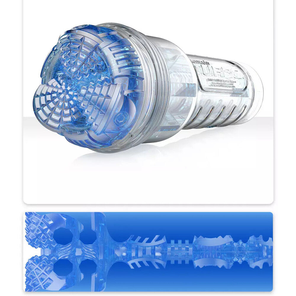 Clear blue male masturbator with textured internal sleeve – advanced suction stroker for intense solo pleasure and stimulation