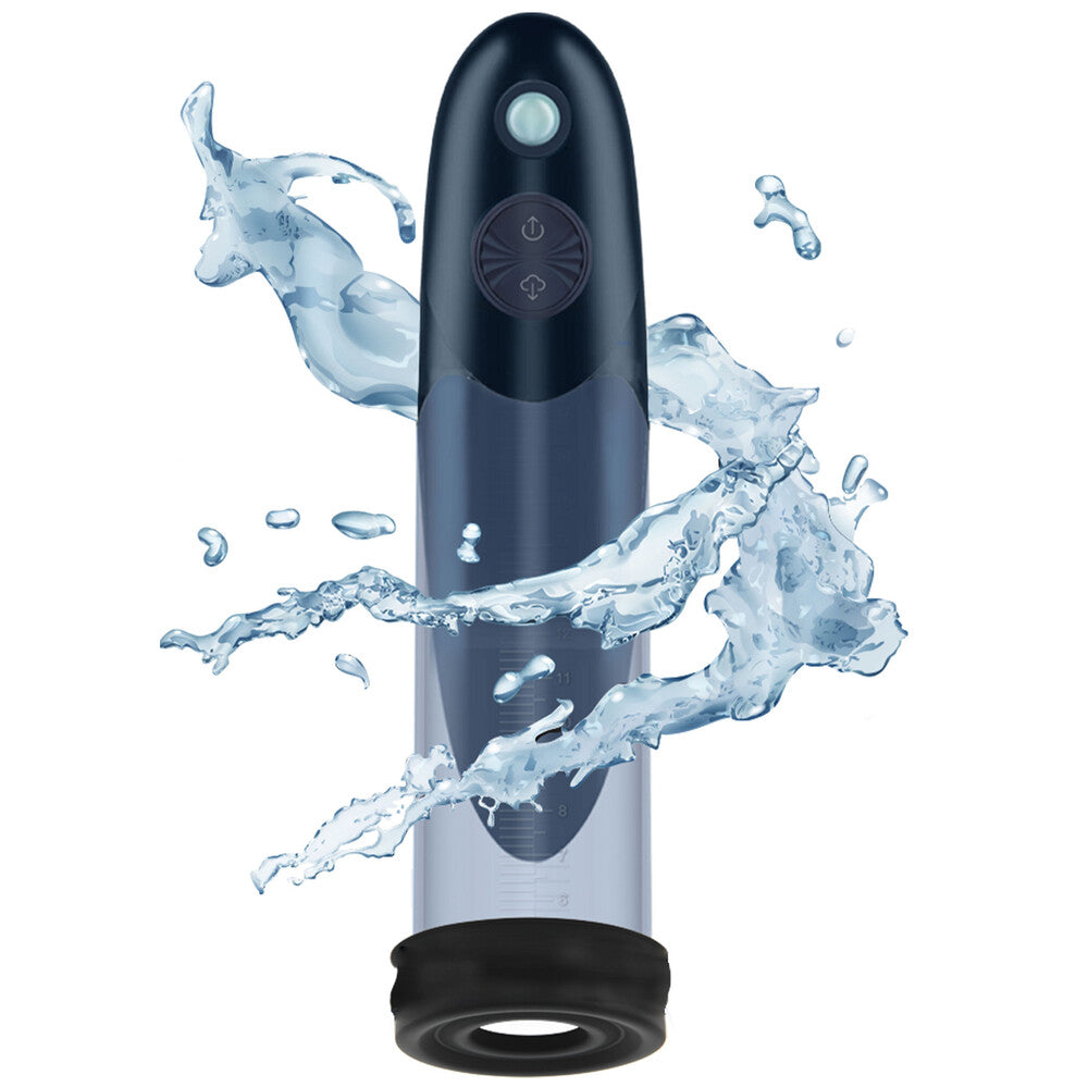 Waterproof automatic penis enlarger pump with suction control and water splash effect